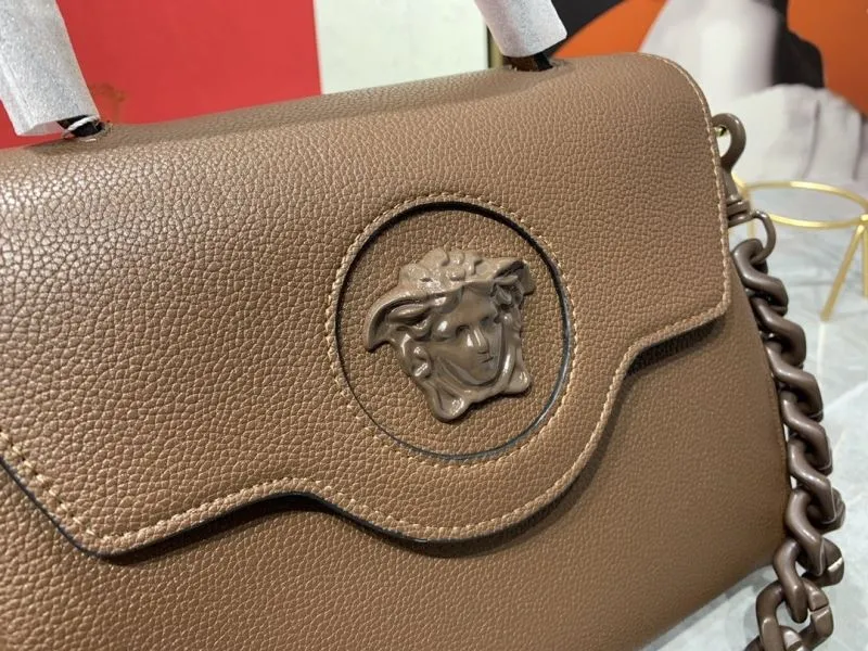 Versace Brown Leather Top Handle Handbag - Image 4
