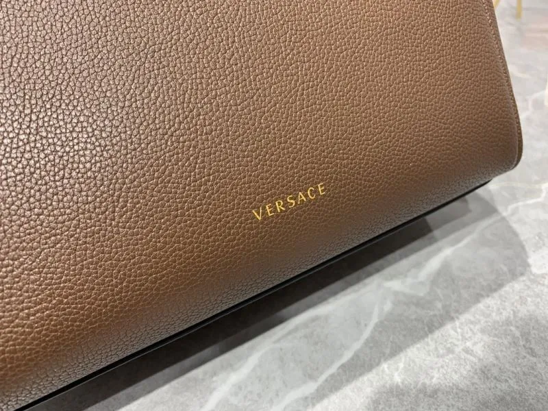 Versace Brown Leather Top Handle Handbag - Image 6