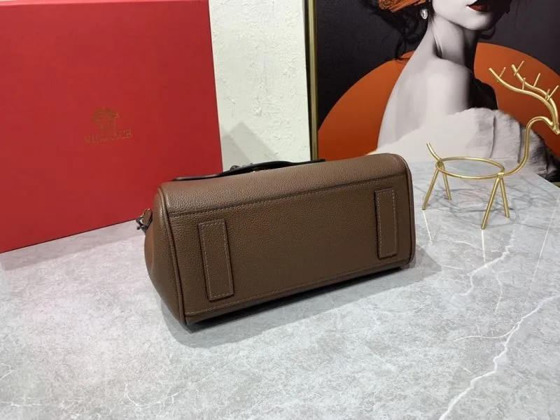 Versace Brown Leather Top Handle Handbag - Image 7