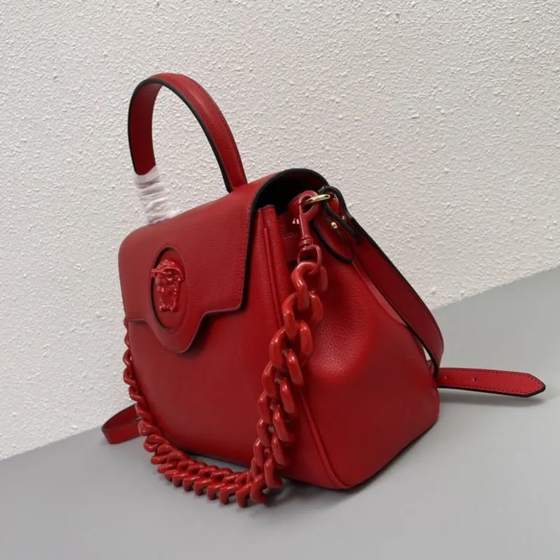 Versace Red Leather Top Handle Handbag V307 - Image 5