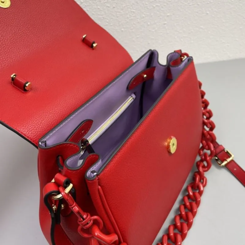 Versace Red Leather Top Handle Handbag V307 - Image 8