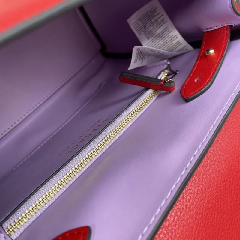 Versace Red Leather Top Handle Handbag V307 - Image 9