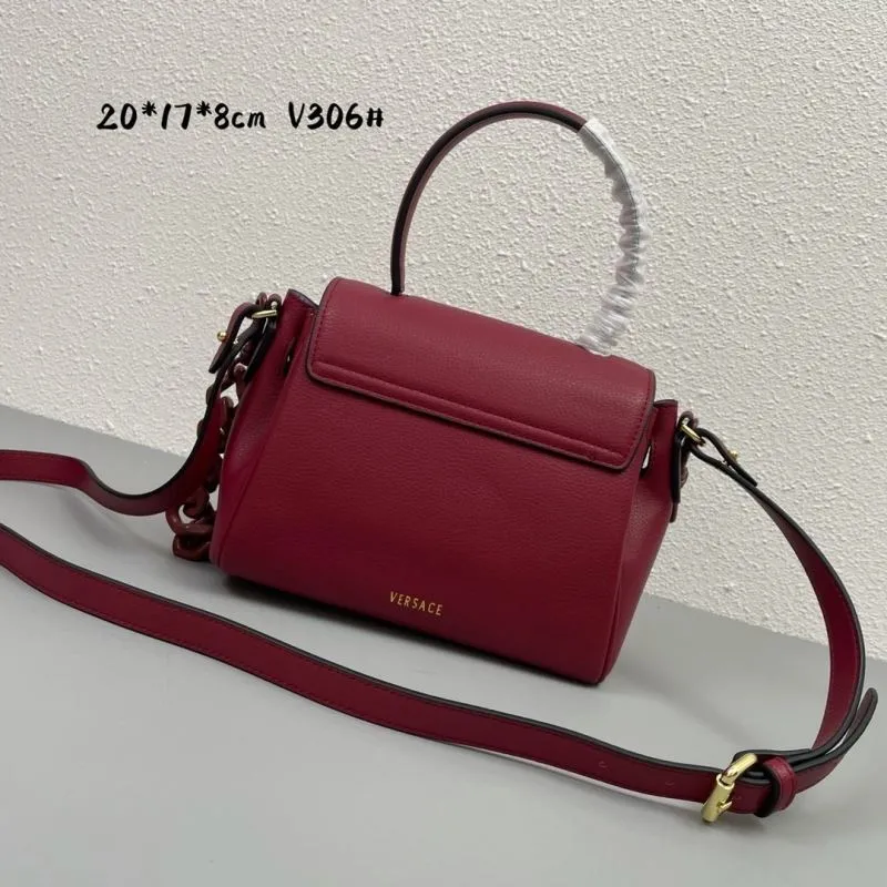 Versace Burgundy Leather Top Handle Handbag V306 - Image 3