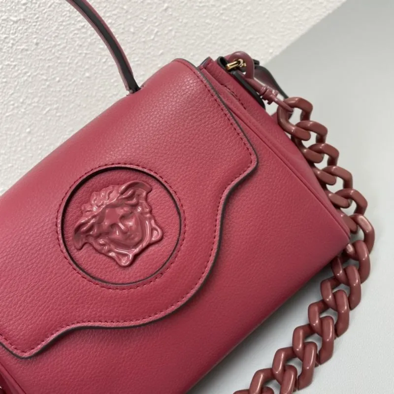Versace Burgundy Leather Top Handle Handbag V306 - Image 4