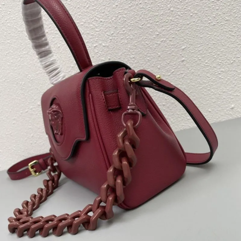 Versace Burgundy Leather Top Handle Handbag V306 - Image 5