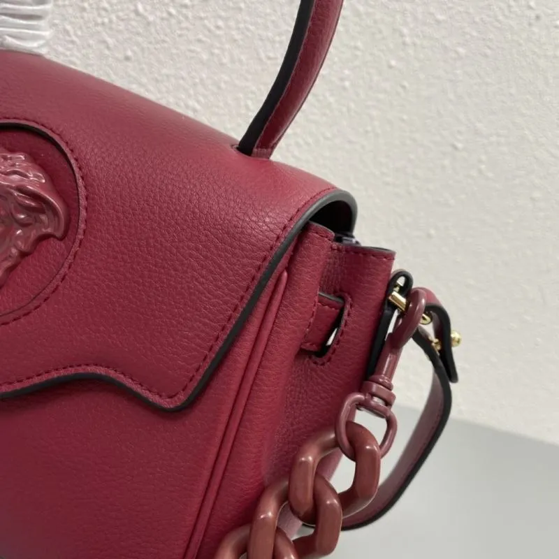 Versace Burgundy Leather Top Handle Handbag V306 - Image 6