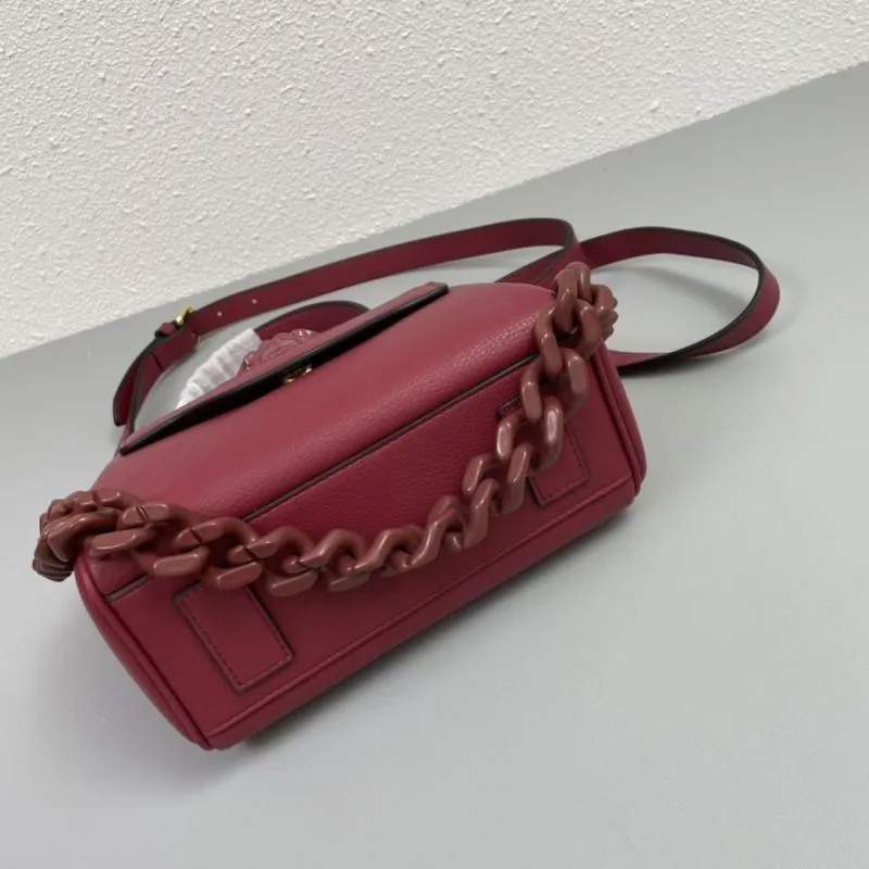 Versace Burgundy Leather Top Handle Handbag V306 - Image 7