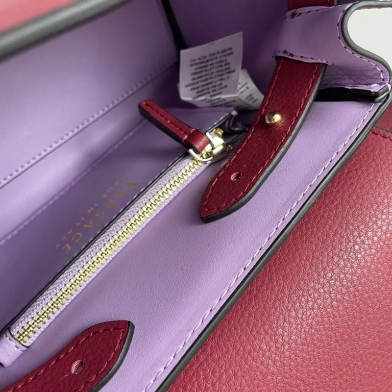 Versace Burgundy Leather Top Handle Handbag V306 - Image 9