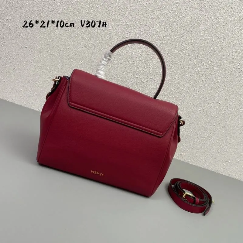 Versace Burgundy Leather Handbag V307 - Image 3