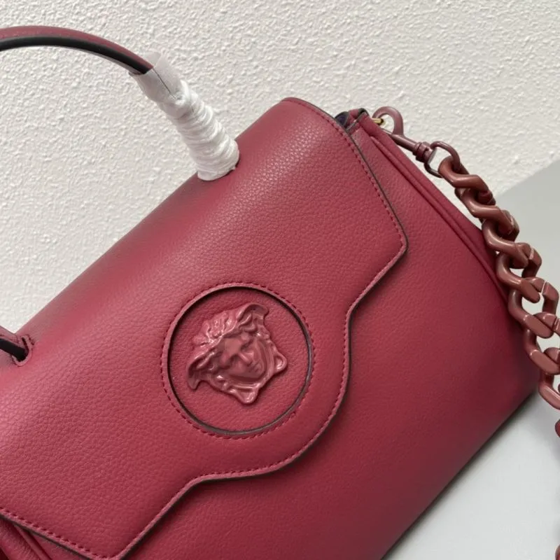 Versace Burgundy Leather Handbag V307 - Image 4