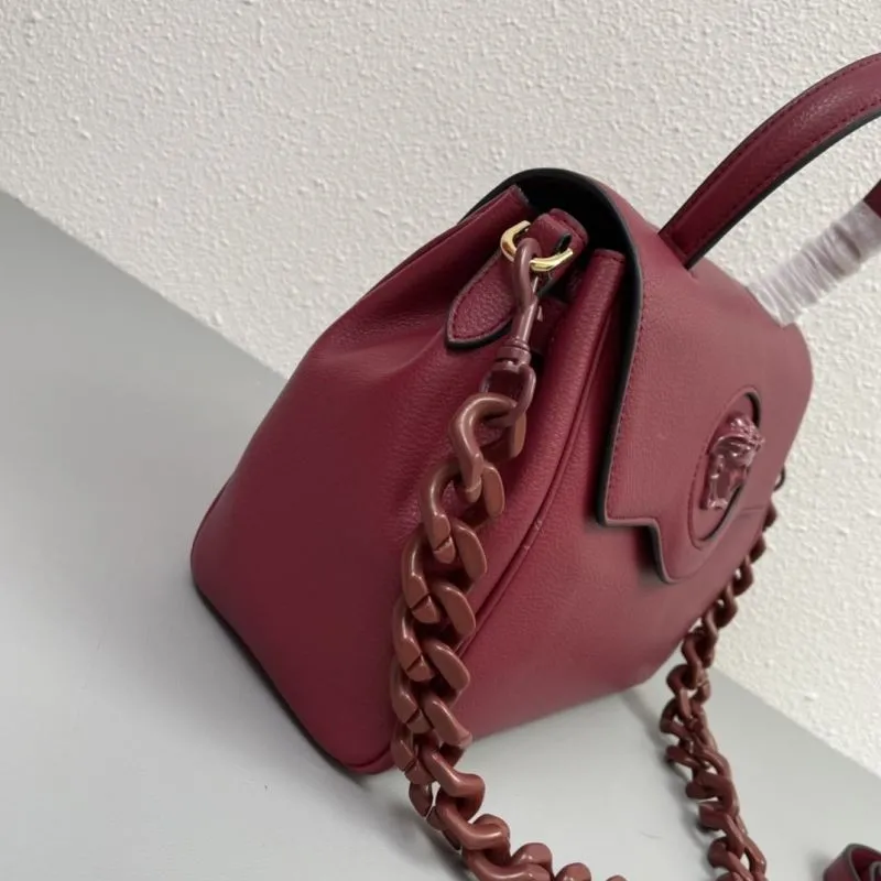 Versace Burgundy Leather Handbag V307 - Image 5