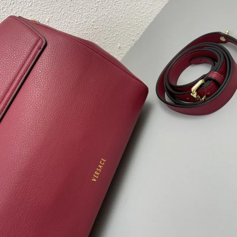 Versace Burgundy Leather Handbag V307 - Image 6