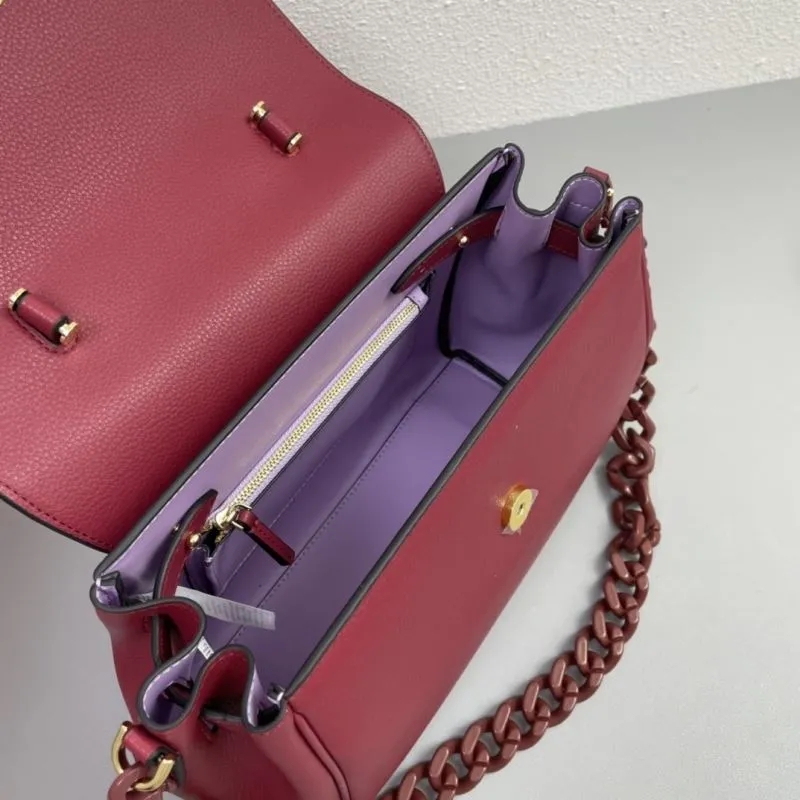 Versace Burgundy Leather Handbag V307 - Image 8
