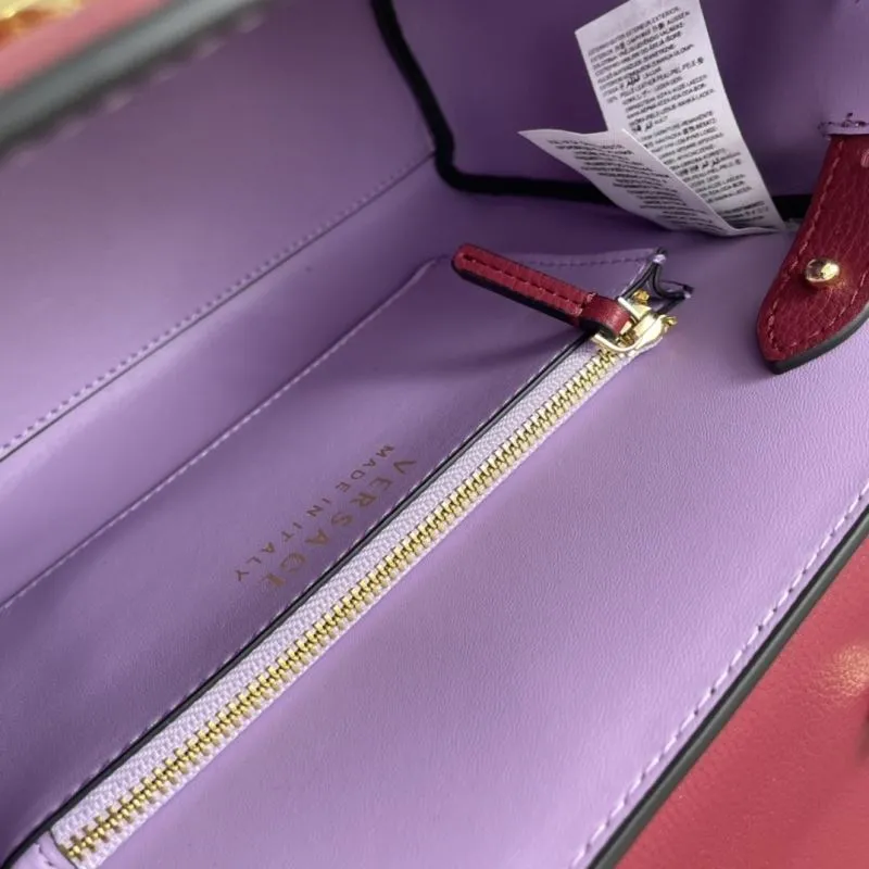 Versace Burgundy Leather Handbag V307 - Image 9