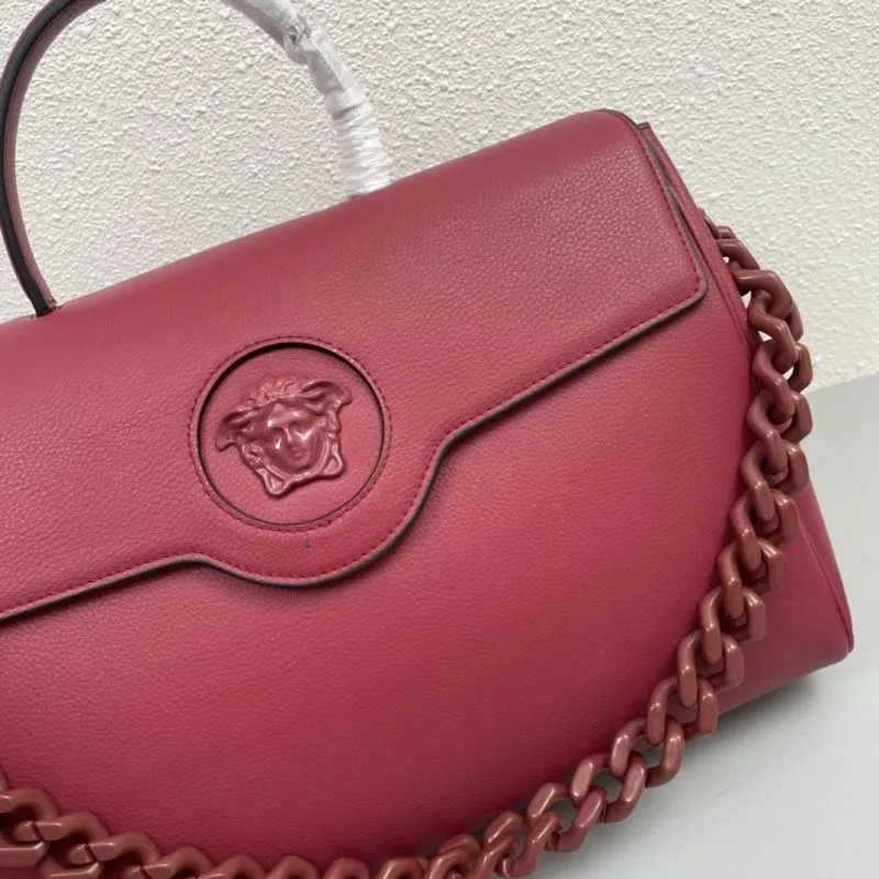 Versace Burgundy Leather Handbag V308 - Image 4