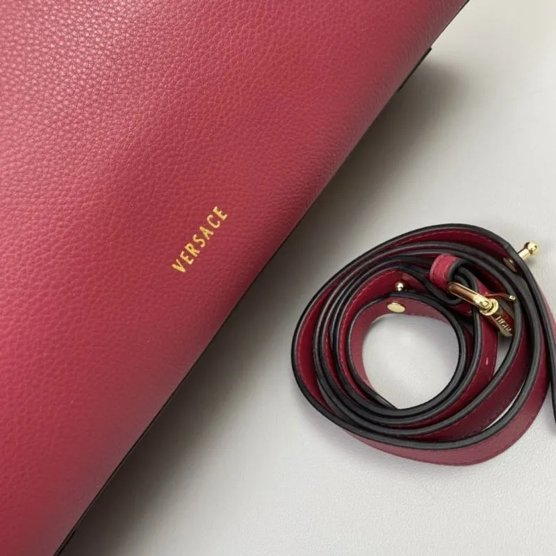 Versace Burgundy Leather Handbag V308 - Image 6