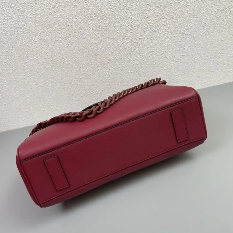 Versace Burgundy Leather Handbag V308 - Image 7