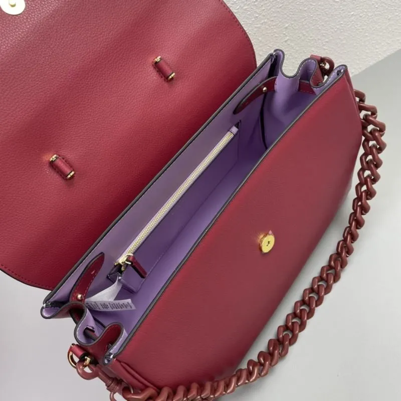 Versace Burgundy Leather Handbag V308 - Image 8