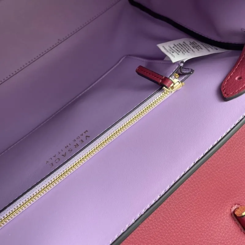 Versace Burgundy Leather Handbag V308 - Image 9