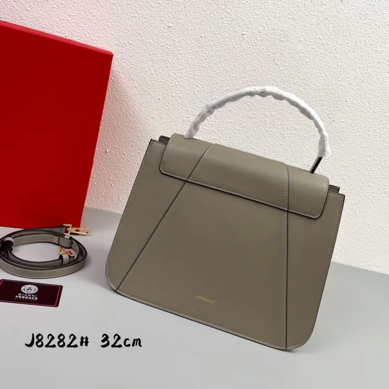 Versace Gray Leather Handbag J8282 32cm - Image 3