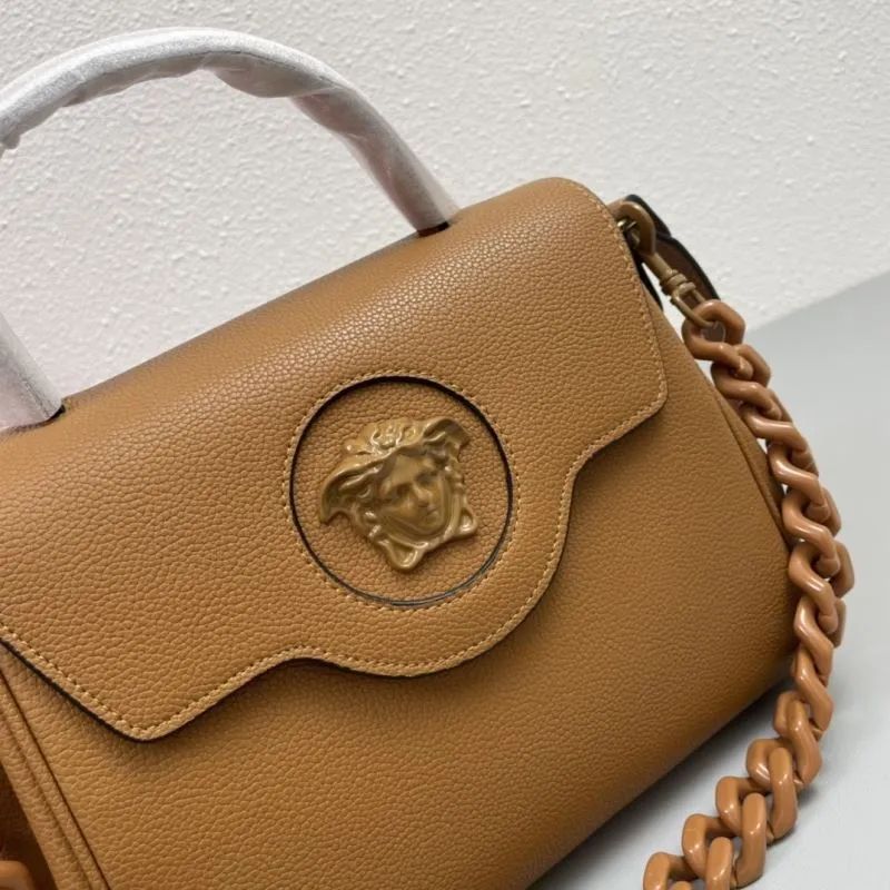 Versace Brown Leather Handbag J06116 26cm - Image 4