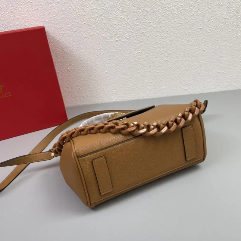 Versace Brown Leather Handbag J06116 26cm - Image 7