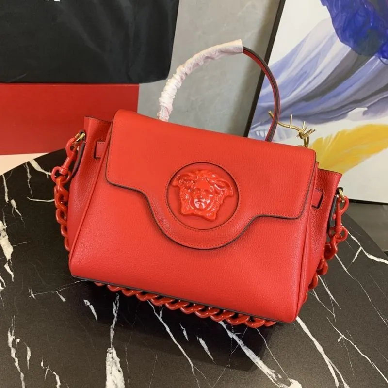 Versace Red Leather Chain Handbag 26-12-20cm Model 161 - Image 4