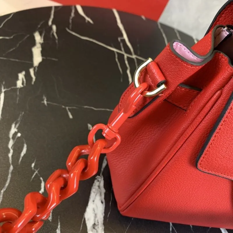 Versace Red Leather Chain Handbag 26-12-20cm Model 161 - Image 6