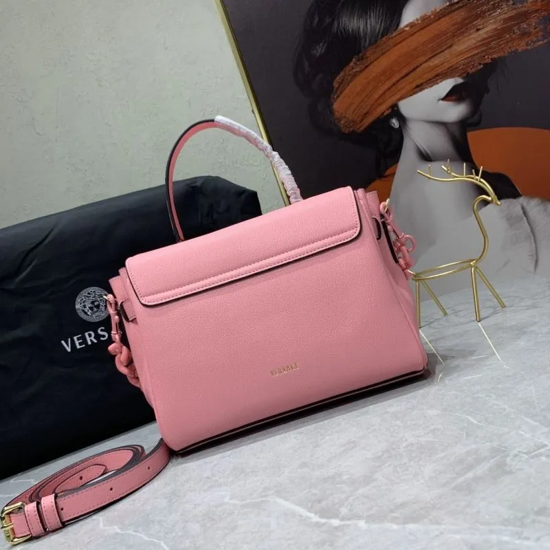 Versace Pink Leather Handbag 166 Size 26-12-20cm - Image 3