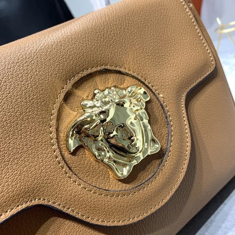 Versace Brown Leather Chain Strap Handbag - Image 4