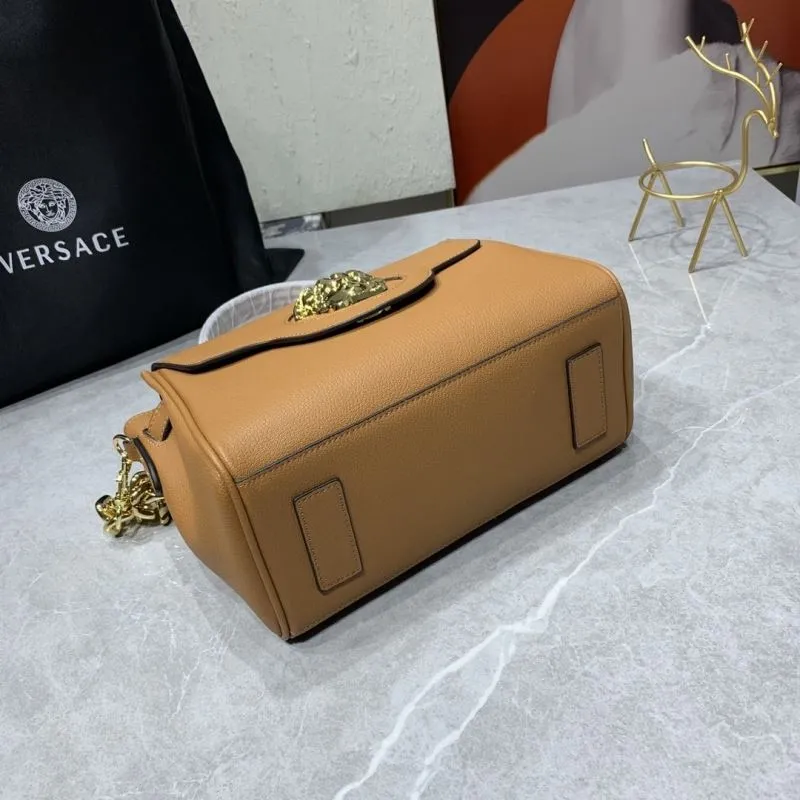 Versace Brown Leather Chain Strap Handbag - Image 7