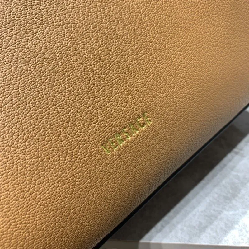 Versace Tan Leather Chain Detail Handbag SKU 169 - Image 6