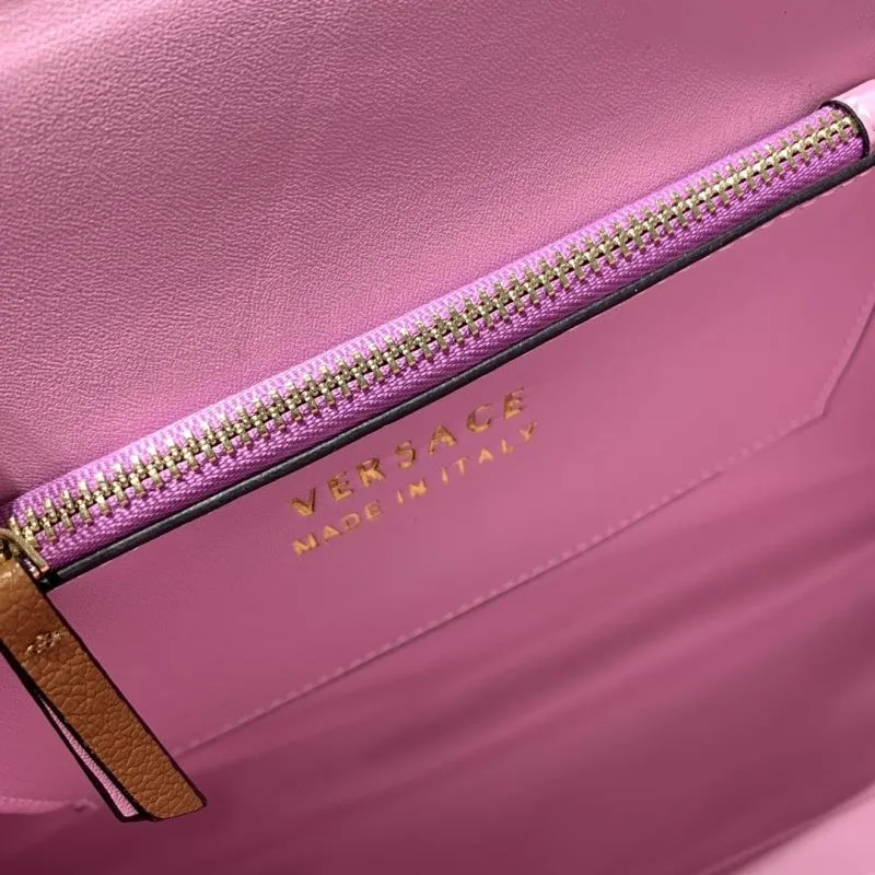 Versace Tan Leather Chain Detail Handbag SKU 169 - Image 9