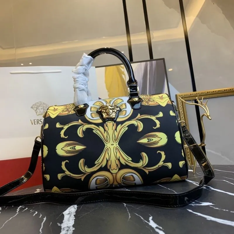 Versace Black Gold Baroque Boston Handbag 170