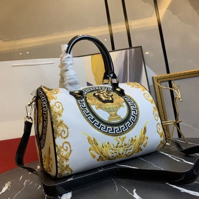 Alternative view of Versace White Gold Baroque Print Boston Handbag 171