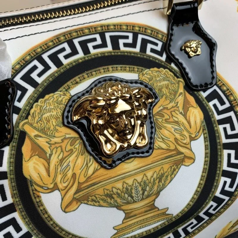 Versace White Gold Baroque Print Boston Handbag 171 - Image 5