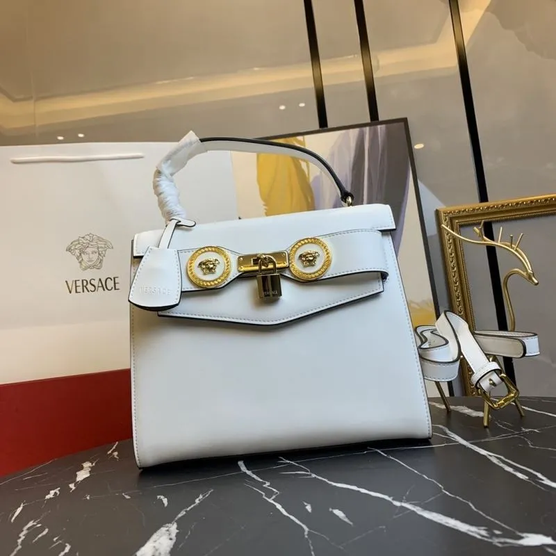 Versace White Leather Top Handle Handbag 174