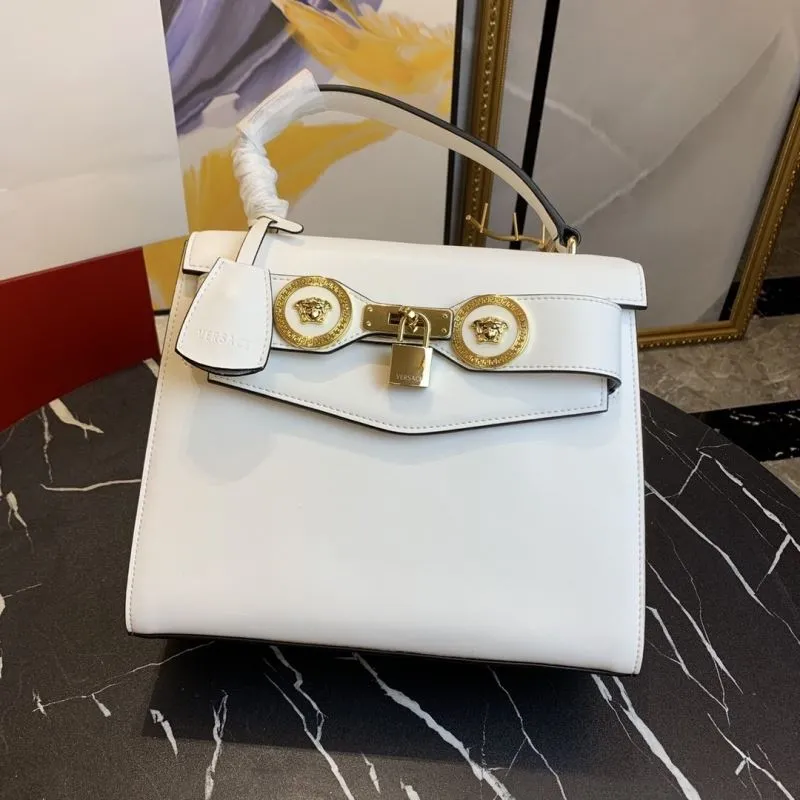 Versace White Leather Top Handle Handbag 174 - Image 4