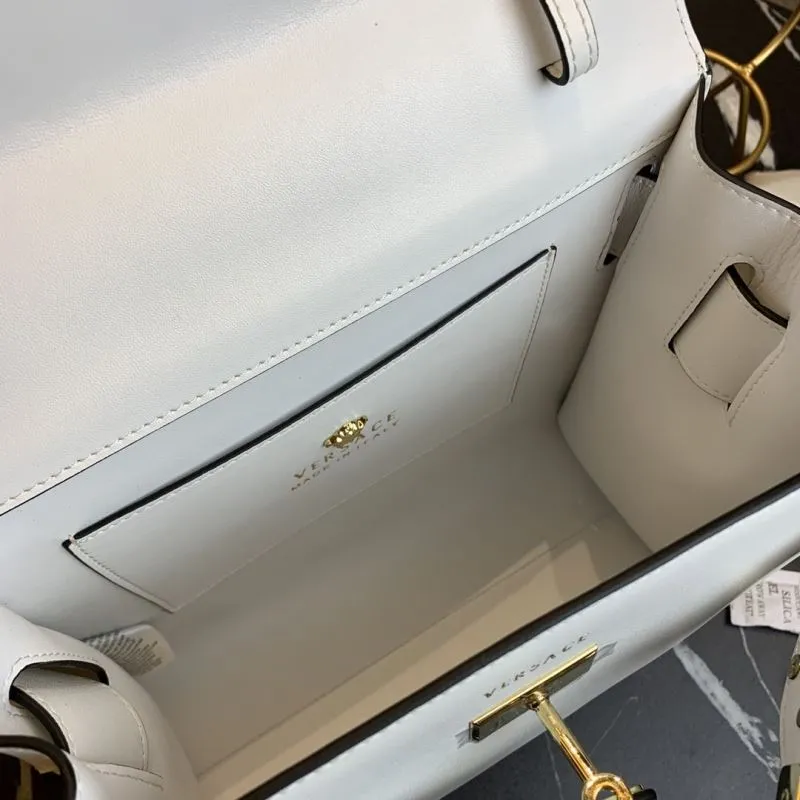 Versace White Leather Top Handle Handbag 174 - Image 7