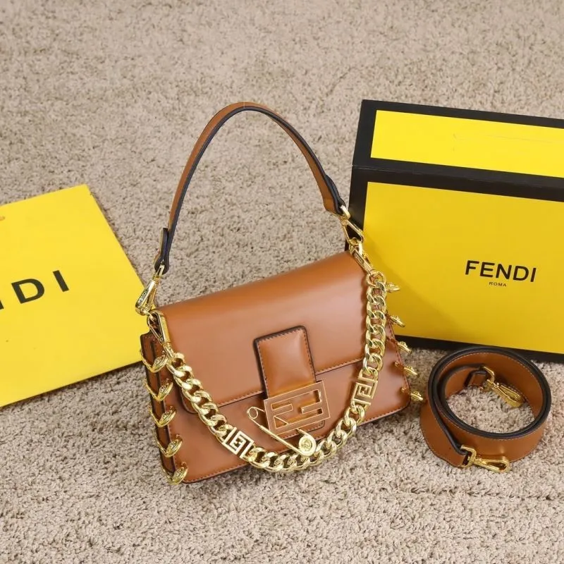 Fendi Brown Leather Shoulder Bag