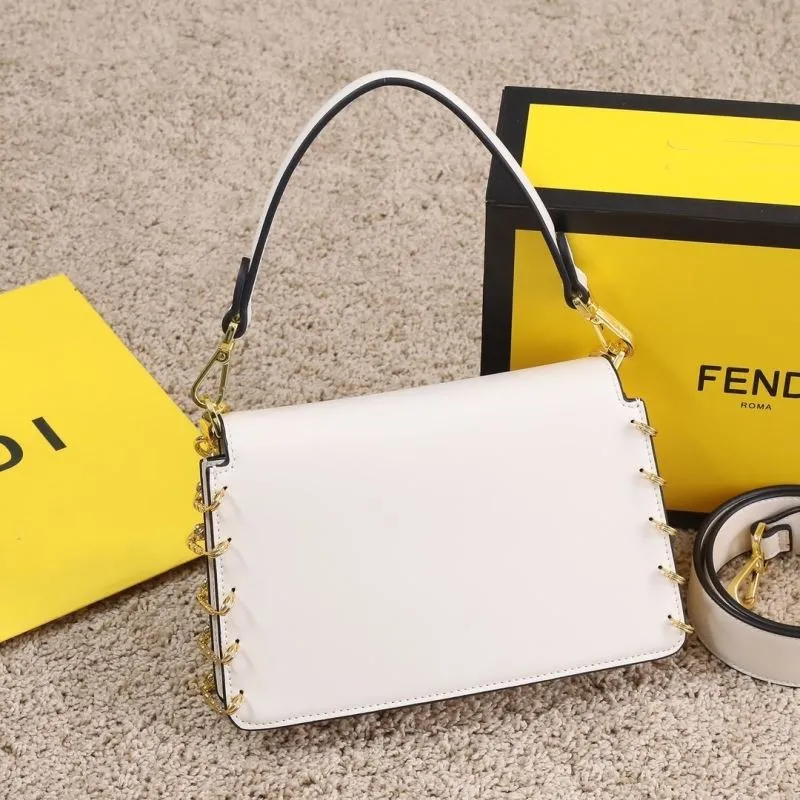 Alternative view of Fendi White Leather Chain Shoulder Handbag