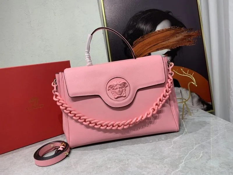 Versace Pink Leather Chain Top Handle Handbag 184
