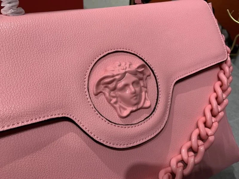 Versace Pink Leather Chain Top Handle Handbag 184 - Image 4