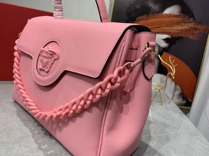 Versace Pink Leather Chain Top Handle Handbag 184 - Image 5