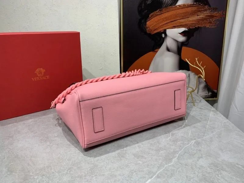 Versace Pink Leather Chain Top Handle Handbag 184 - Image 7