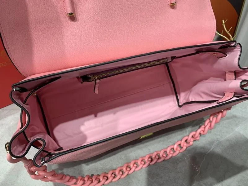 Versace Pink Leather Chain Top Handle Handbag 184 - Image 8