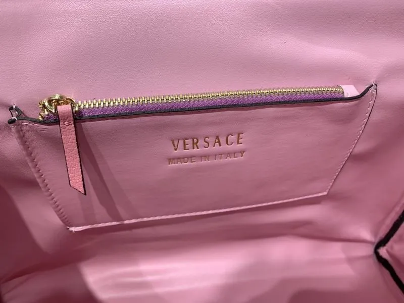 Versace Pink Leather Chain Top Handle Handbag 184 - Image 9