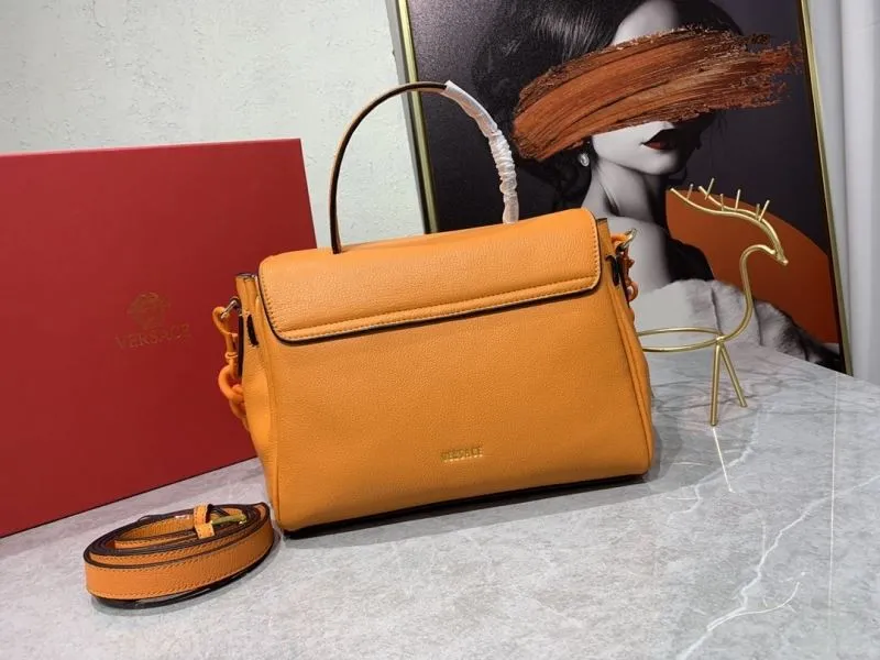 Versace Orange Leather Top Handle Handbag - Image 3