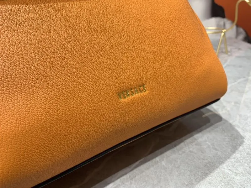 Versace Orange Leather Top Handle Handbag - Image 6