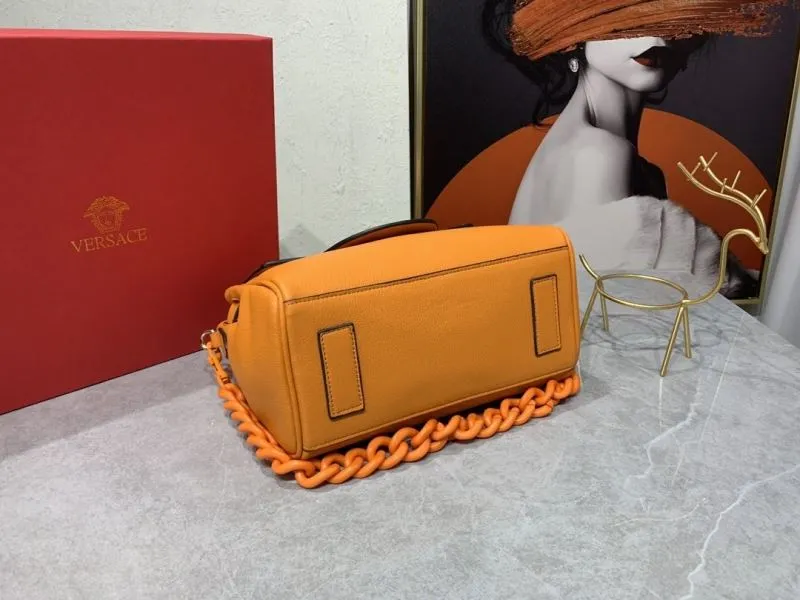 Versace Orange Leather Top Handle Handbag - Image 7